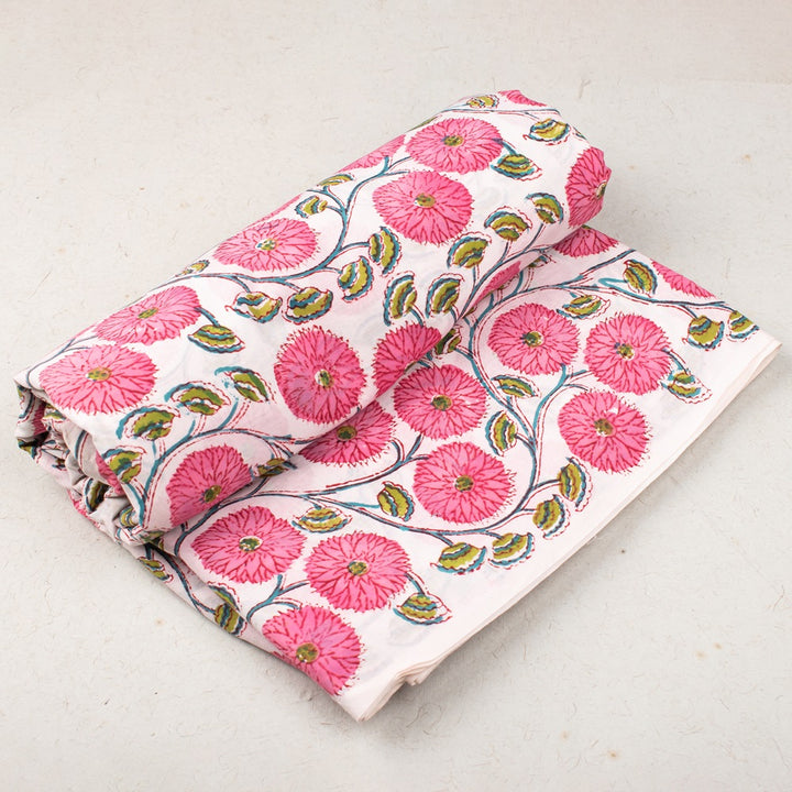 Floral Cotton Fabric by the Yard | Block Print Craft Fabric