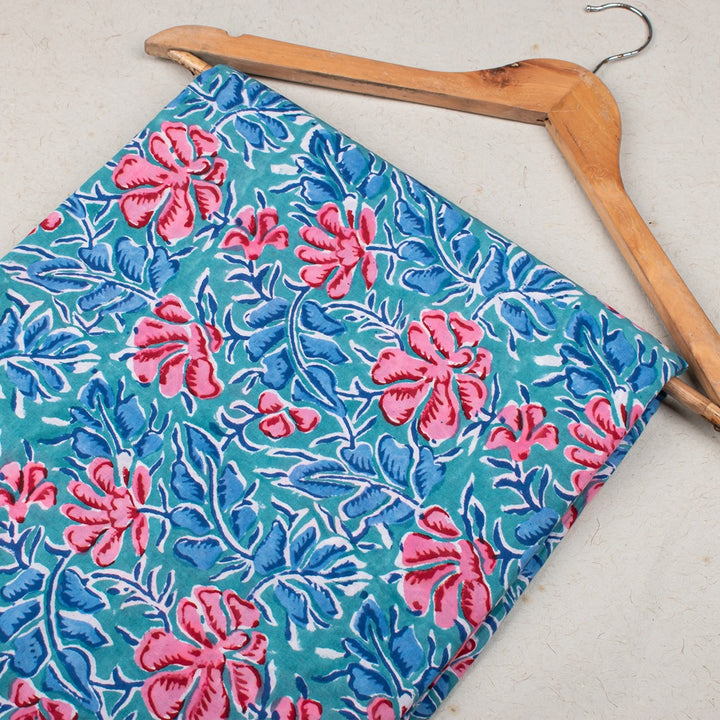 Floral Cotton Fabric by the Yard | Block Print Craft Fabric