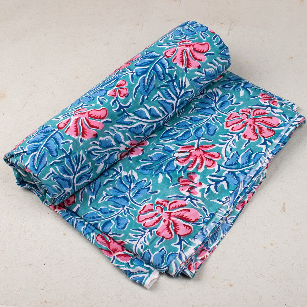 Floral Cotton Fabric by the Yard | Block Print Craft Fabric