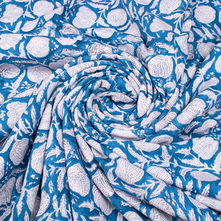 Floral Cotton Fabric by the Yard | Block Print Craft Fabric