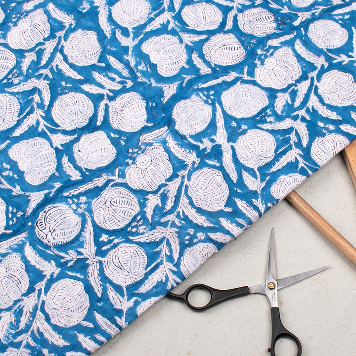 Floral Cotton Fabric by the Yard | Block Print Craft Fabric