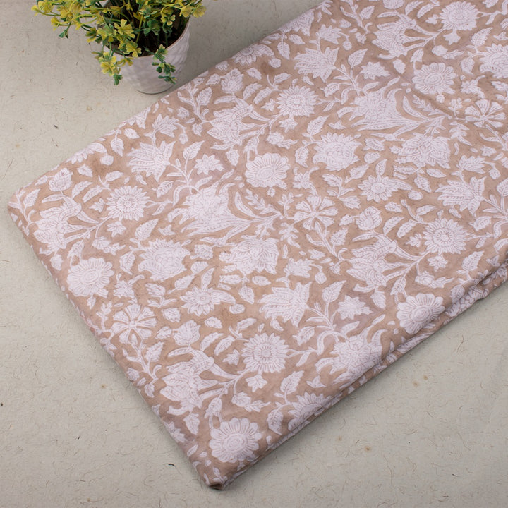 Floral Cotton Fabric by the Yard | Block Print Craft Fabric