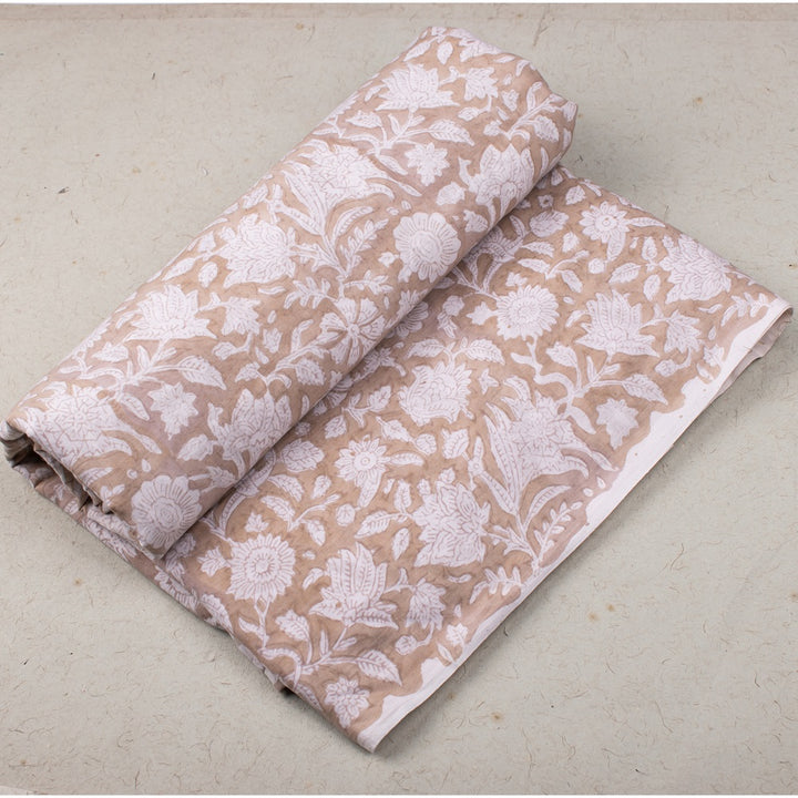 Floral Cotton Fabric by the Yard | Block Print Craft Fabric