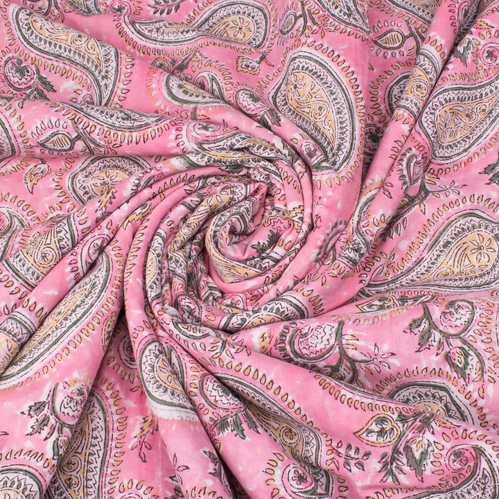 Floral Cotton Fabric by the Yard | Block Print Craft Fabric