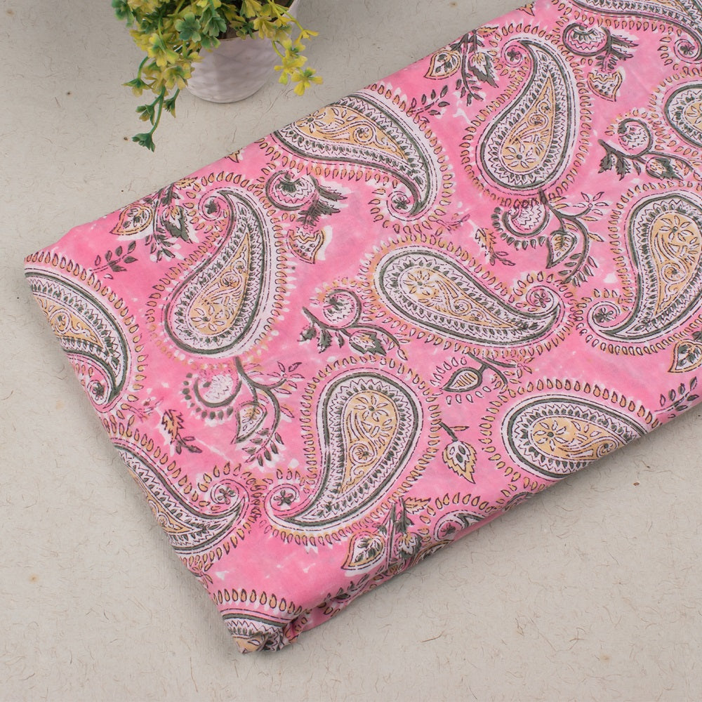 Floral Cotton Fabric by the Yard | Block Print Craft Fabric