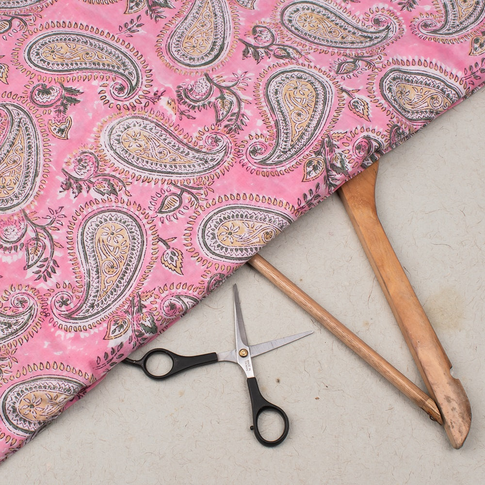 Floral Cotton Fabric by the Yard | Block Print Craft Fabric