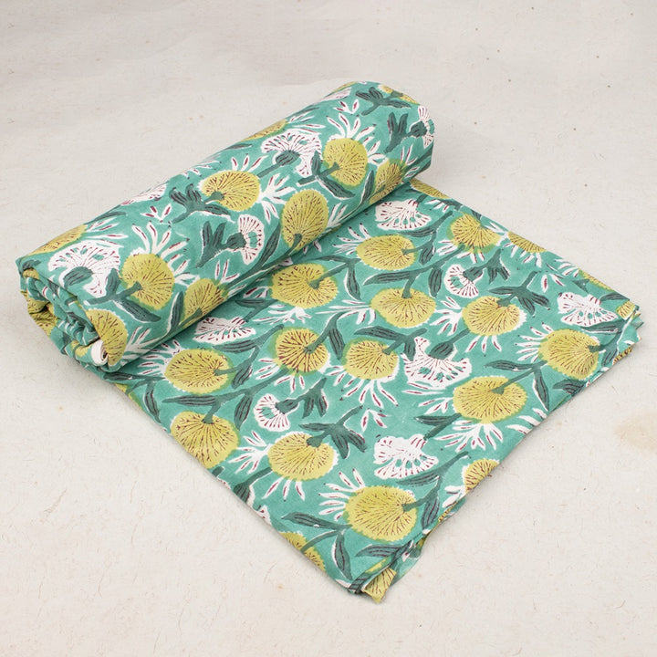 Floral Cotton Fabric by the Yard | Block Print Craft Fabric