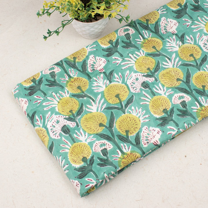 Floral Cotton Fabric by the Yard | Block Print Craft Fabric
