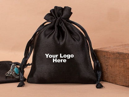 100 Ethereal Glow Luminous Black Satin Pouches