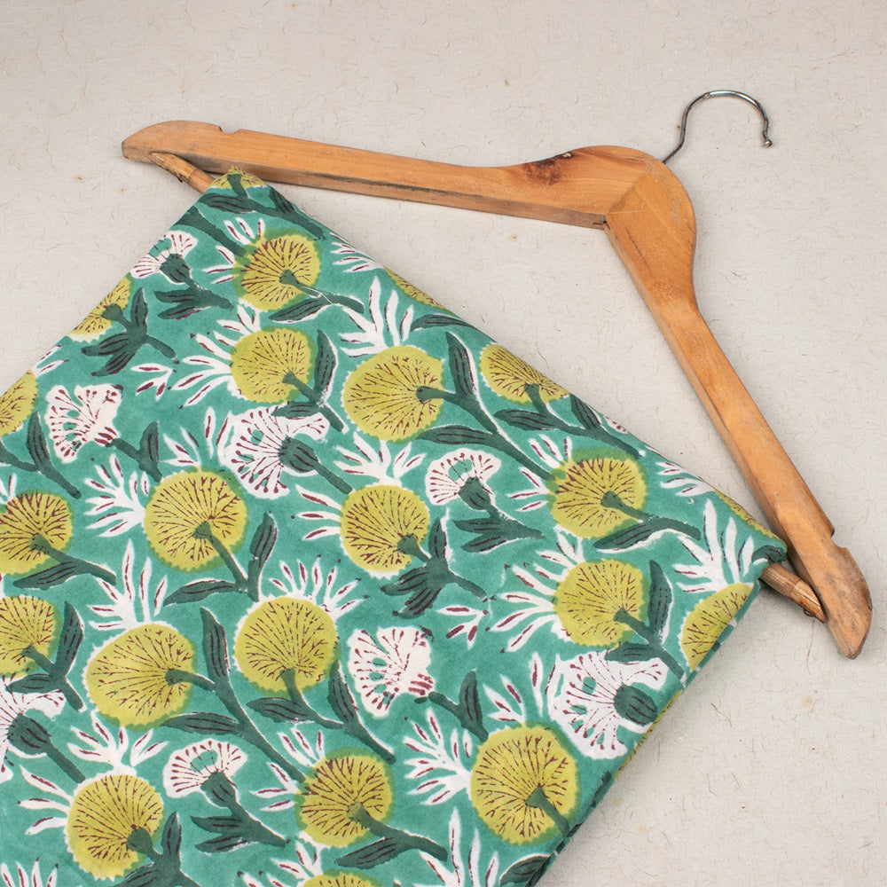 Floral Cotton Fabric by the Yard | Block Print Craft Fabric