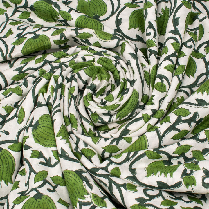 Floral Cotton Fabric by the Yard | Block Print Craft Fabric