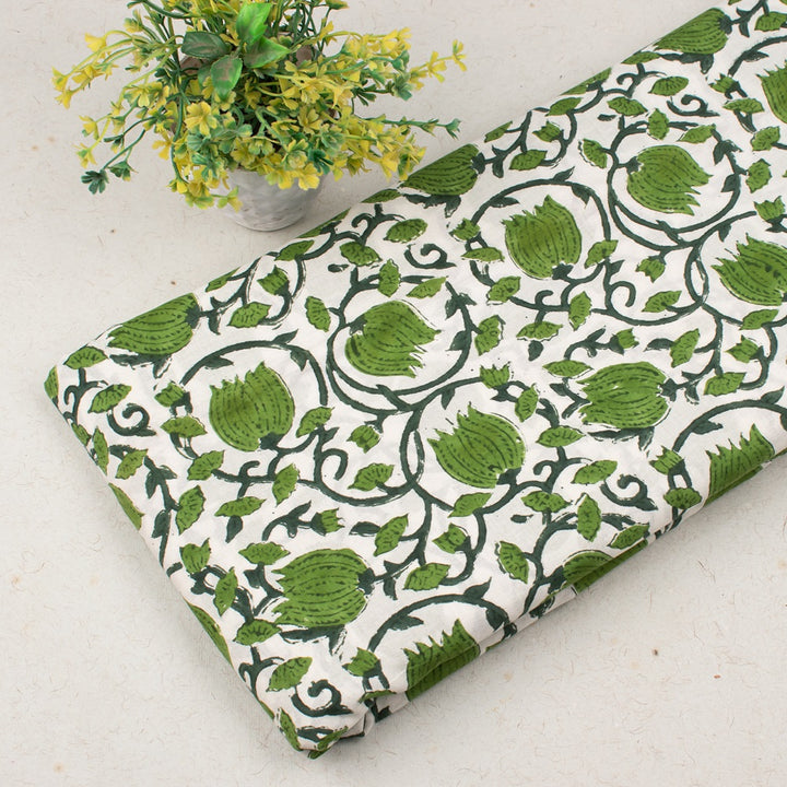 Floral Cotton Fabric by the Yard | Block Print Craft Fabric