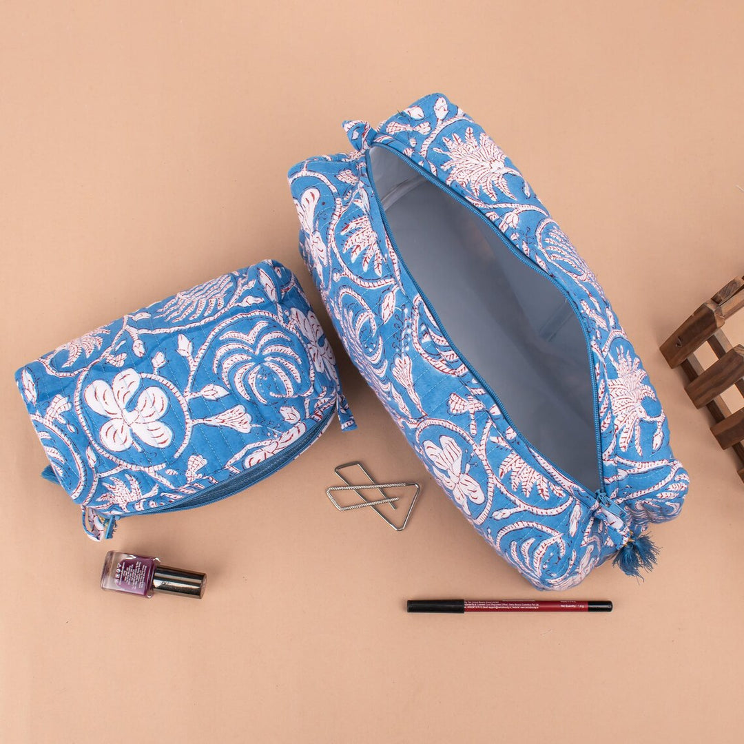 Hand Block Makeup Bag | Cotton Cosmetic Pouch &amp; Organizer