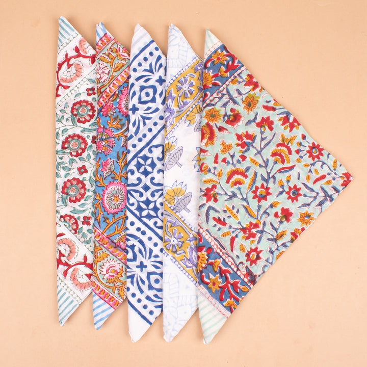 Set of 5 – Paisley Cotton Bandanas | Head Scarf &amp; Hair Wrap