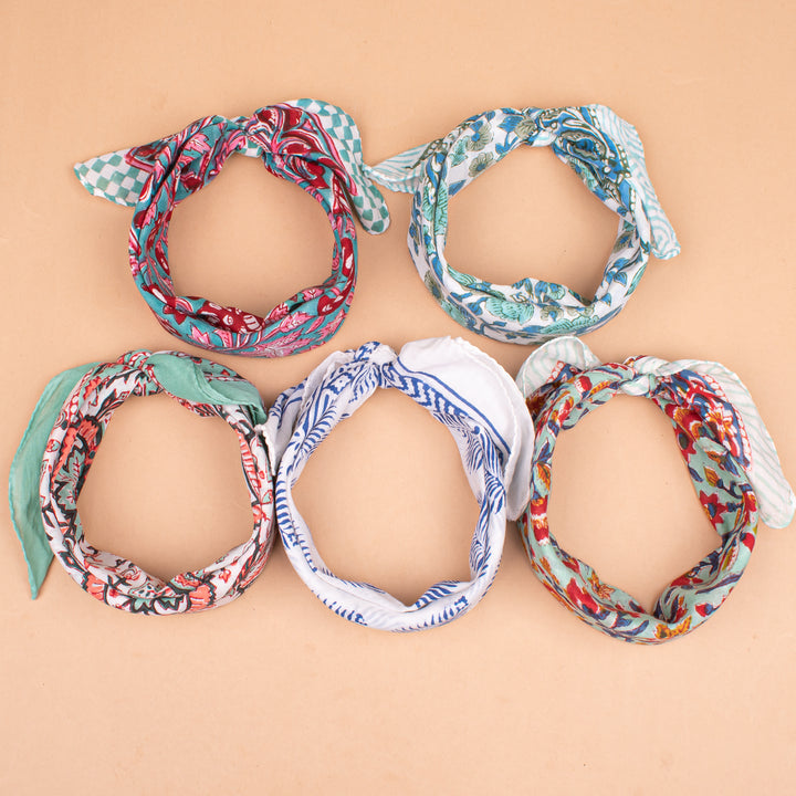 Set of 5 – Paisley Cotton Bandanas | Boho Head Scarf &amp; Hair Wrap