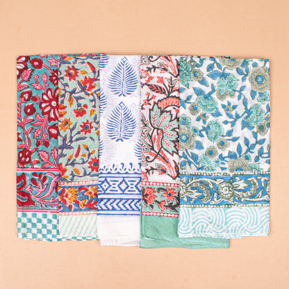 Set of 5 - Organic Cotton Block Printed Bandana, Paisley Boho Scarf, Handmade Lightweight Hair Or Neck Wrap, Unisex Fashion Accessory, Eco Gift
