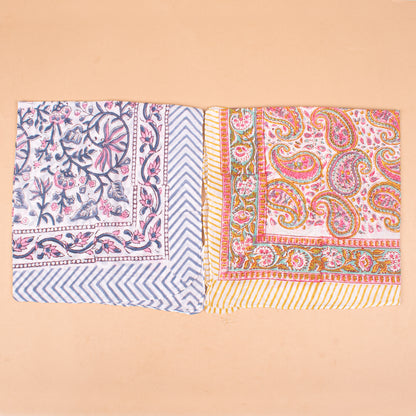 Set of 10 - Lightweight Organic Bandana, Boho Floral Print Scarf, Paisley Bohemian Neck Or Hair Wrap, Block Printed Sustainable Fashion Gift