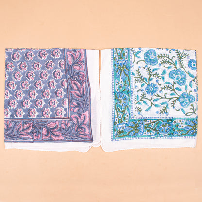 Set of 10 - Lightweight Organic Bandana, Boho Floral Print Scarf, Paisley Bohemian Neck Or Hair Wrap, Block Printed Sustainable Fashion Gift