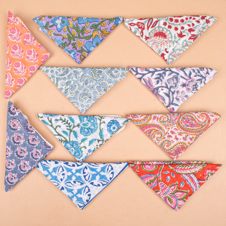 Set of 10 – Floral Cotton Bandanas | Head Scarf &amp; Hair Wrap