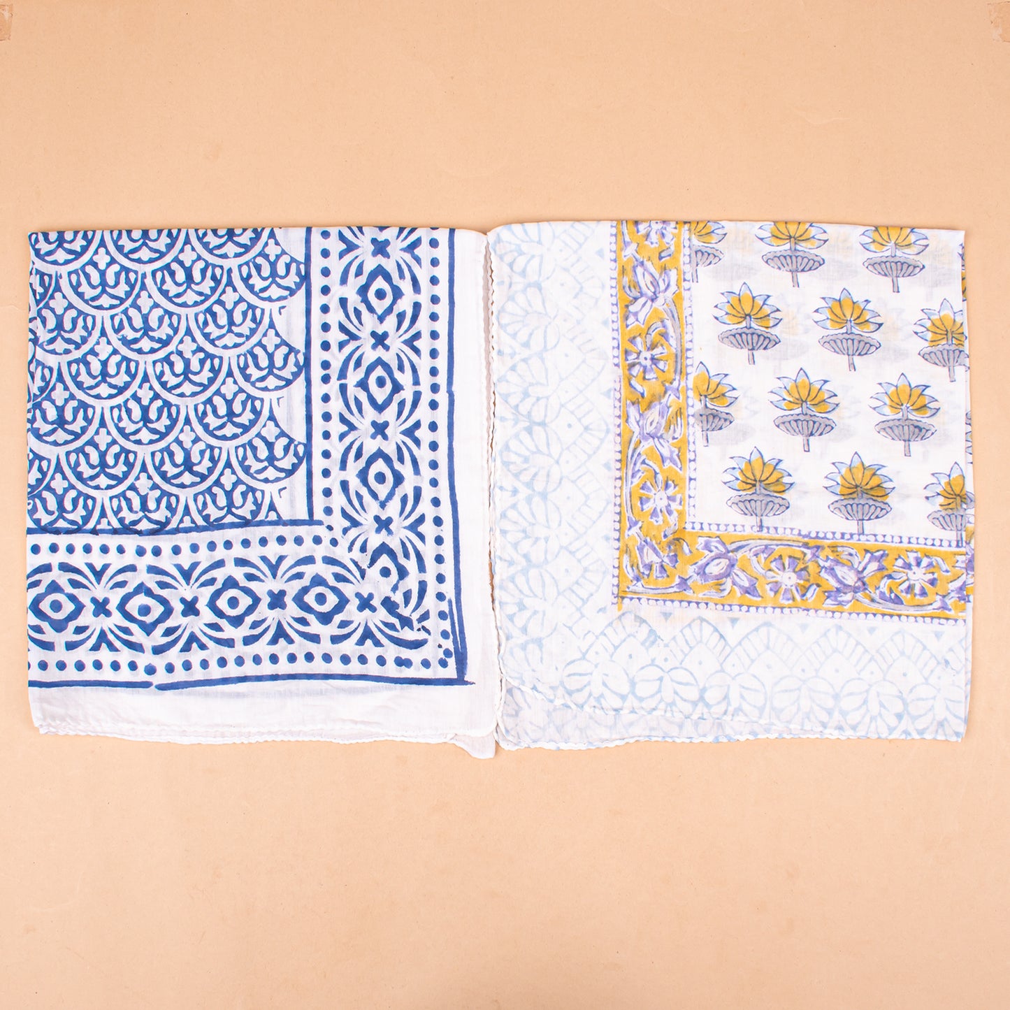 Set of 10 - Block Printed Cotton Bandana, Handmade Organic Paisley Scarf, Eco-Friendly Hair Or Neck Wrap, Bohemian Unisex Accessory, Eco-Friendly