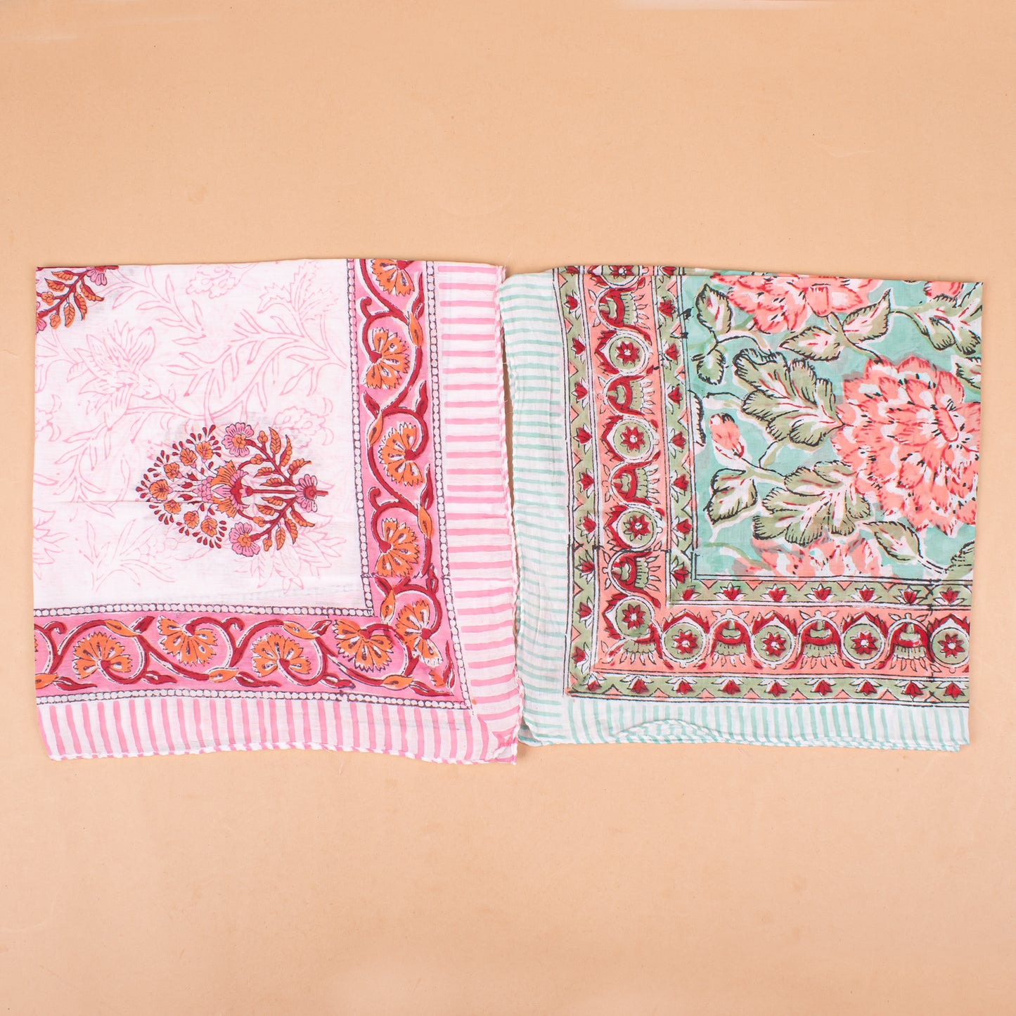Set of 10 - Block Printed Cotton Bandana, Handmade Organic Paisley Scarf, Eco-Friendly Hair Or Neck Wrap, Bohemian Unisex Accessory, Eco-Friendly