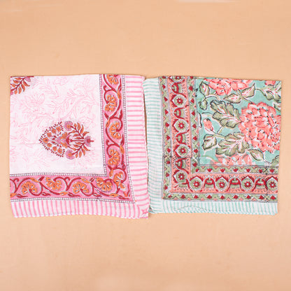 Set of 10 - Block Printed Cotton Bandana, Handmade Organic Paisley Scarf, Eco-Friendly Hair Or Neck Wrap, Bohemian Unisex Accessory, Eco-Friendly