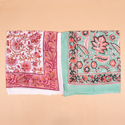 Set of 10 - Block Printed Cotton Bandana, Handmade Organic Paisley Scarf, Eco-Friendly Hair Or Neck Wrap, Bohemian Unisex Accessory, Eco-Friendly