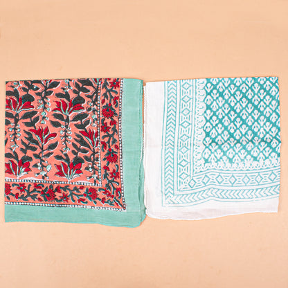 Set of 10 - Boho Block Print Cotton Bandana, Handmade Paisley Scarf, Natural Organic Cotton Bandana, Sustainable Unisex Fashion Accessory To All