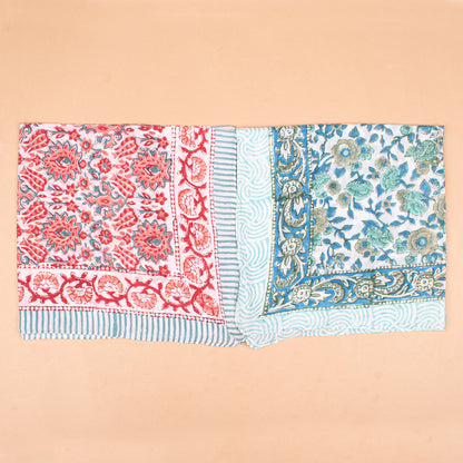Set of 10 - Boho Block Print Cotton Bandana, Handmade Paisley Scarf, Natural Organic Cotton Bandana, Sustainable Unisex Fashion Accessory To All