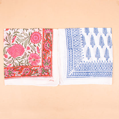 Set of 10 - Vibrant Handmade Cotton Bandana, Paisley Block Printed Scarf, Organic Block Print Neck Or Hair Wrap, Unisex Sustainable Fashion Gift