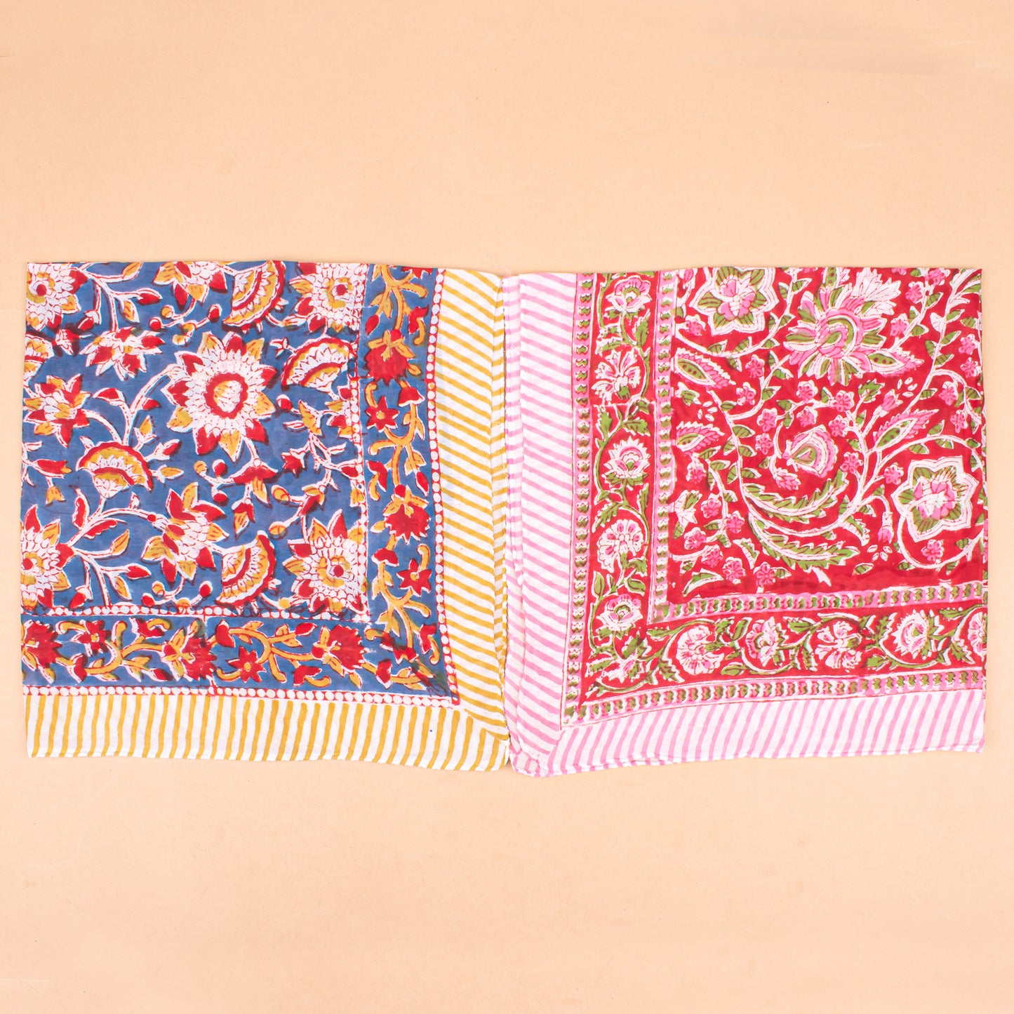 Set of 10 - Vibrant Handmade Cotton Bandana, Paisley Block Printed Scarf, Organic Block Print Neck Or Hair Wrap, Unisex Sustainable Fashion Gift