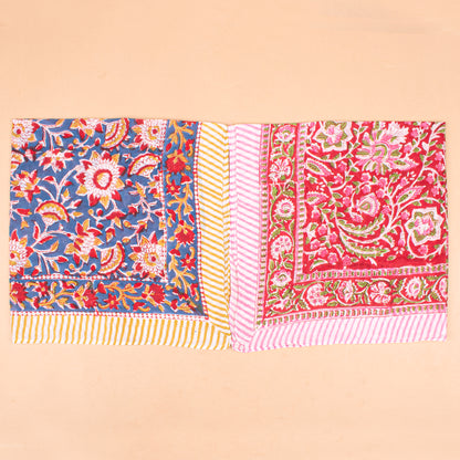 Set of 10 - Vibrant Handmade Cotton Bandana, Paisley Block Printed Scarf, Organic Block Print Neck Or Hair Wrap, Unisex Sustainable Fashion Gift
