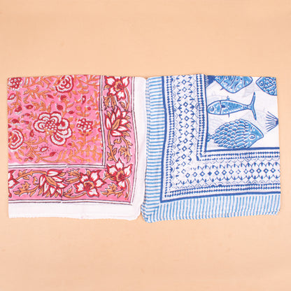 Set of 10 - Vibrant Handmade Cotton Bandana, Paisley Block Printed Scarf, Organic Block Print Neck Or Hair Wrap, Unisex Sustainable Fashion Gift