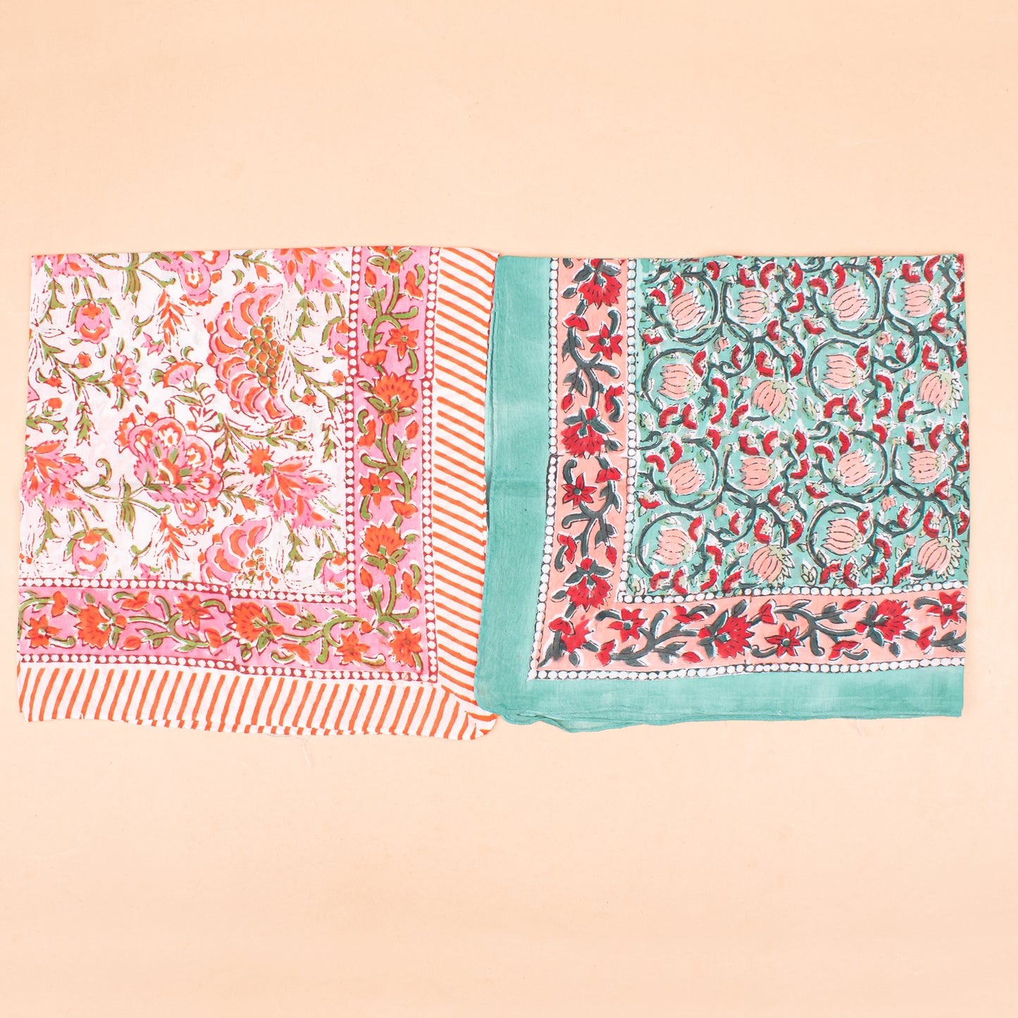 Set of 10 - Handmade Organic Cotton Bandana, Artistic Block Print Scarf, Lightweight Hair Or Neck Wrap, Bohemian Unisex Accessory, Eco-Conscious Fashion Gift