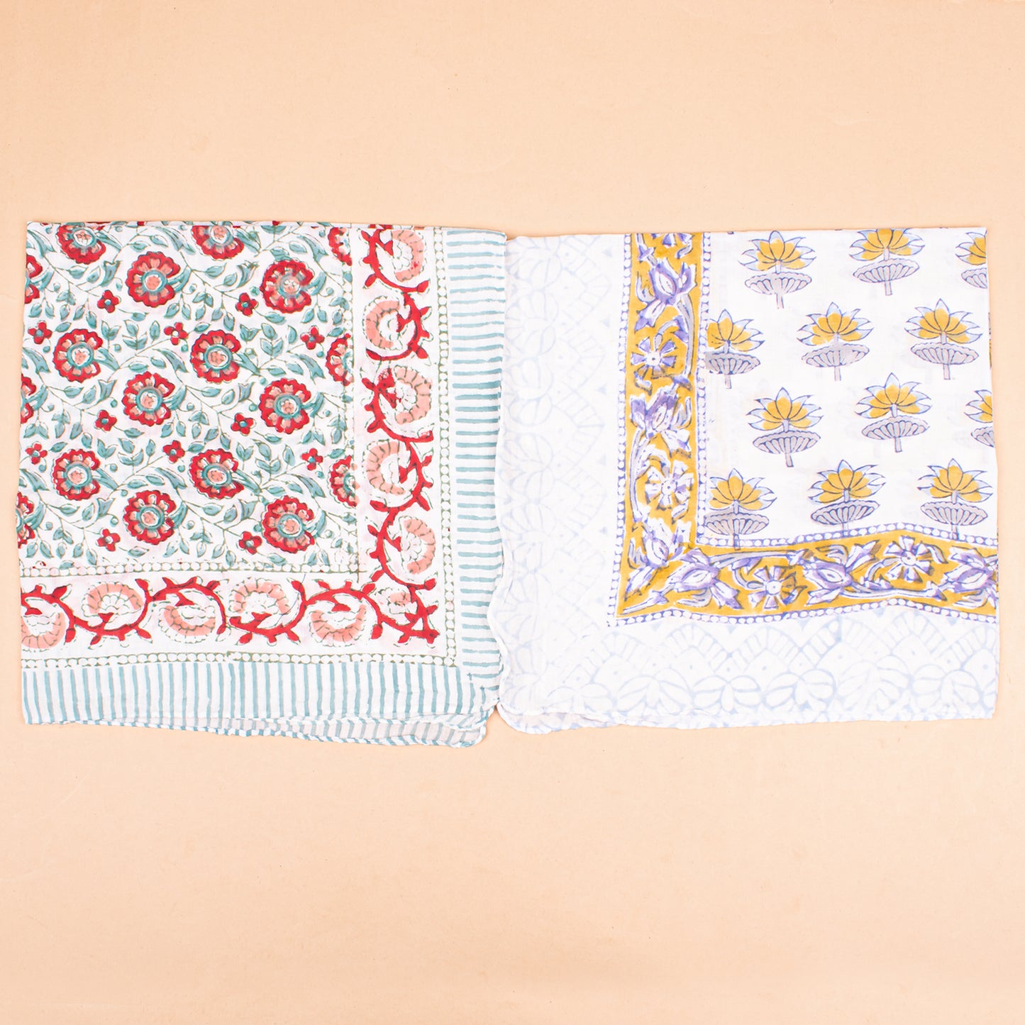 Set of 10 - Handmade Organic Cotton Bandana, Artistic Block Print Scarf, Lightweight Hair Or Neck Wrap, Bohemian Unisex Accessory, Eco-Conscious Fashion Gift