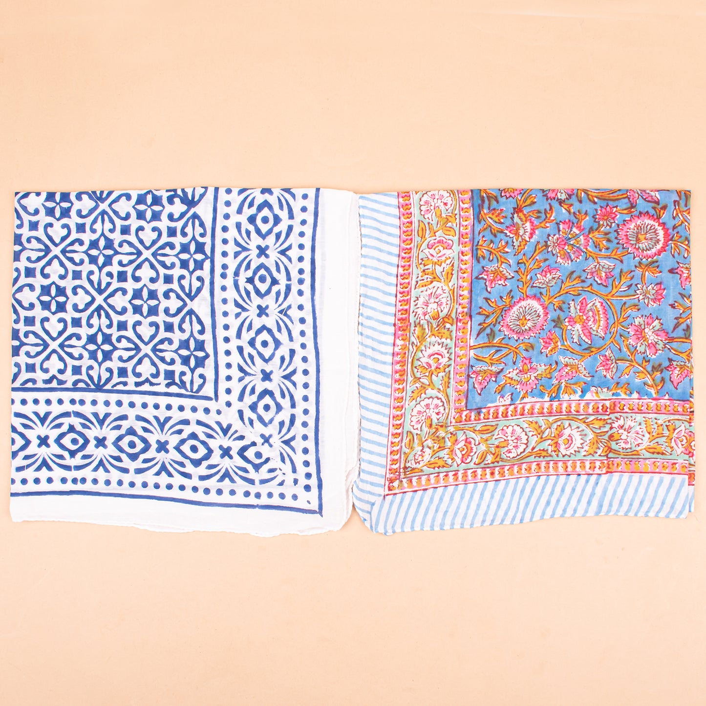 Set of 10 - Handmade Organic Cotton Bandana, Artistic Block Print Scarf, Lightweight Hair Or Neck Wrap, Bohemian Unisex Accessory, Eco-Conscious Fashion Gift