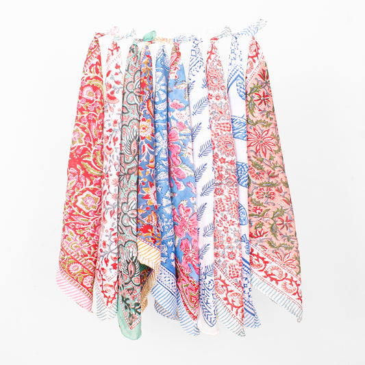 Set of 10 - Boho Paisley Cotton Bandana, Hand Block Printed Scarf, Versatile Neck Or Hair Wrap, Sustainable Accessory, Thoughtful Gift In Vibrant Colors
