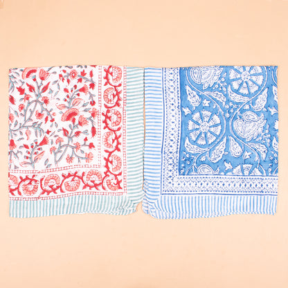 Set of 10 - Boho Paisley Cotton Bandana, Hand Block Printed Scarf, Versatile Neck Or Hair Wrap, Sustainable Accessory, Thoughtful Gift In Vibrant Colors