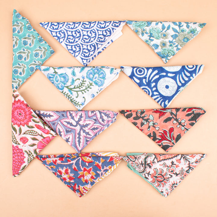 Set of 10 – Boho Cotton Bandanas | Printed Head Scarf &amp; Hair Wrap