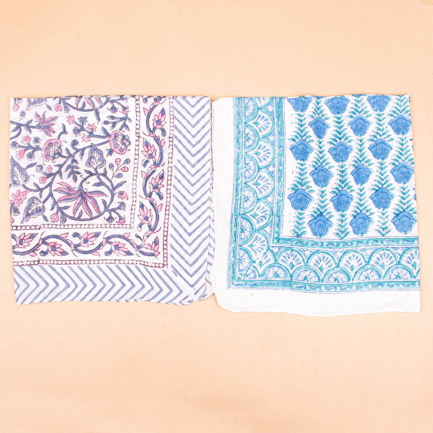 Set of 10 - Floral Paisley Cotton Bandana, Organic Block Print Scarf, Handmade Lightweight Hair Or Neck Wrap, Bohemian Unisex Style, Fashion Gift For All