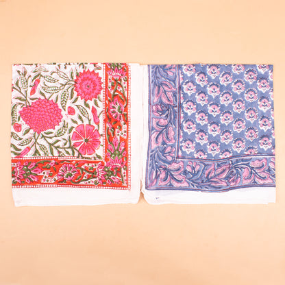 Set of 10 - Floral Paisley Cotton Bandana, Organic Block Print Scarf, Handmade Lightweight Hair Or Neck Wrap, Bohemian Unisex Style, Fashion Gift For All