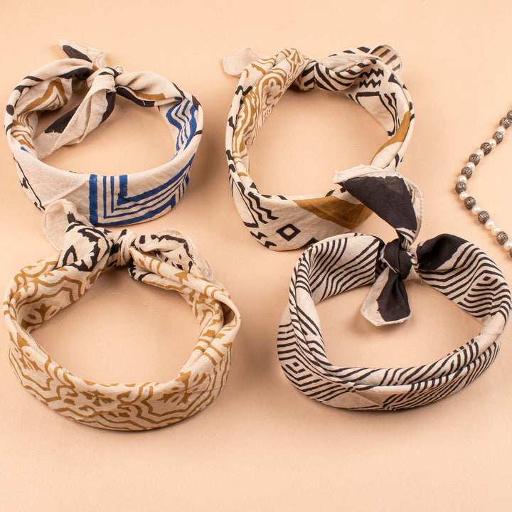 Set of 4 – Vintage Cotton Bandanas | Head Scarf &amp; Hair Wrap