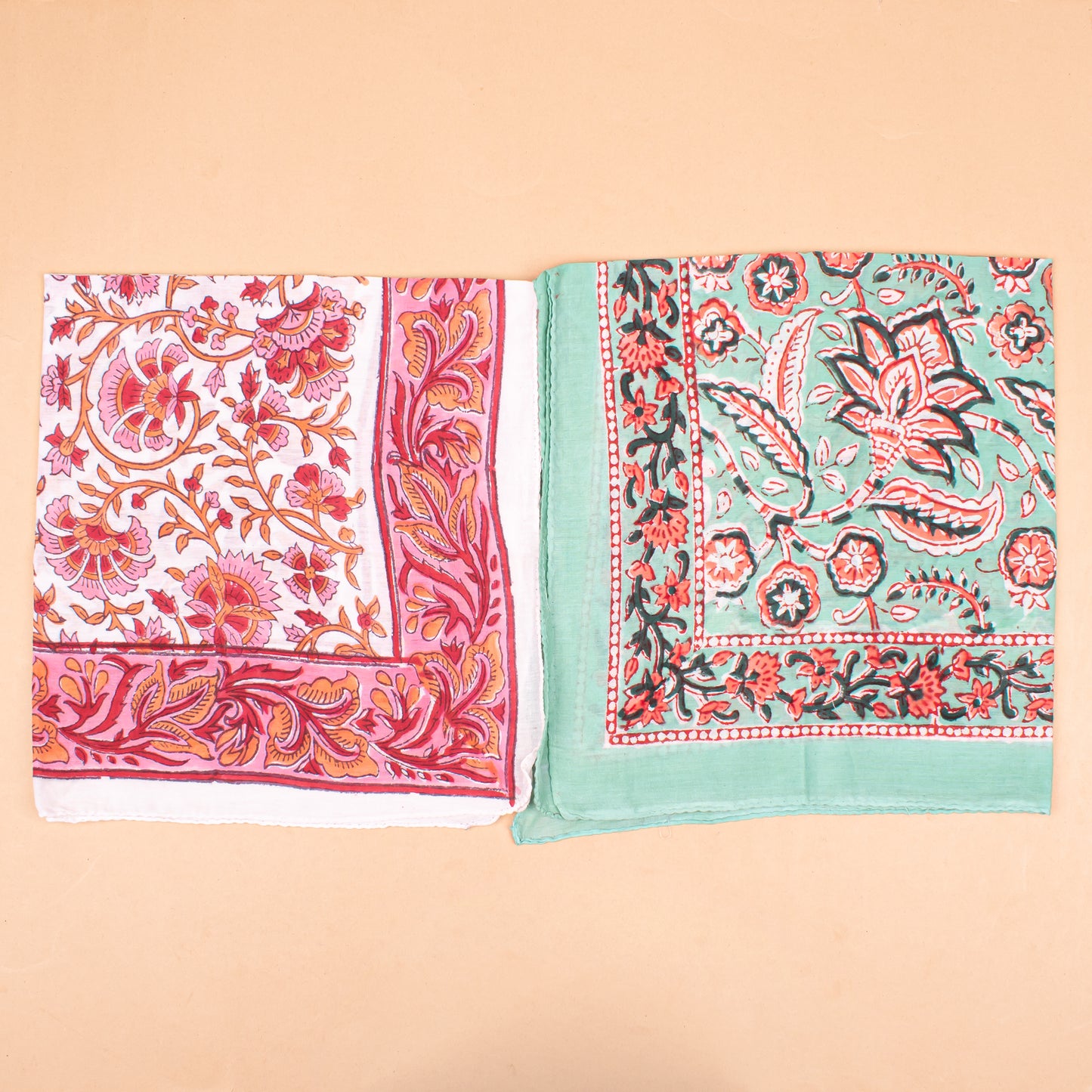 Set of 10 - Hand Block Printed Cotton Bandana, Lightweight Hair Or Neck Wrap, Bohemian Paisley Scarf, Eco-Friendly Unisex Accessory, Unique Artisan Gift