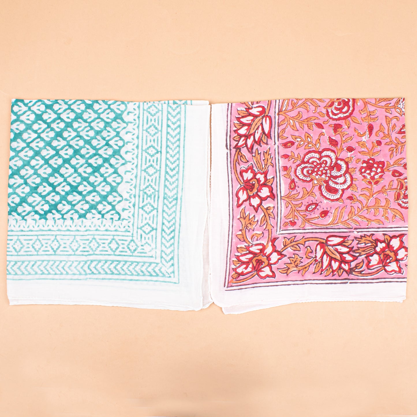 Set of 10 - Hand Block Printed Cotton Bandana, Lightweight Hair Or Neck Wrap, Bohemian Paisley Scarf, Eco-Friendly Unisex Accessory, Unique Artisan Gift