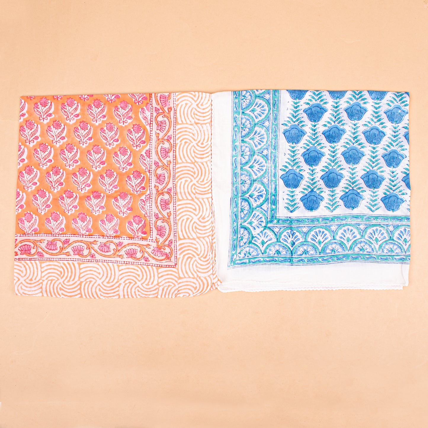 Set of 7 - Bohemian Cotton Bandana, Hand Block Printed Neck Scarf, Organic Hair Wrap, Unisex Accessory, Sustainable Fashion Gift For Men & Women