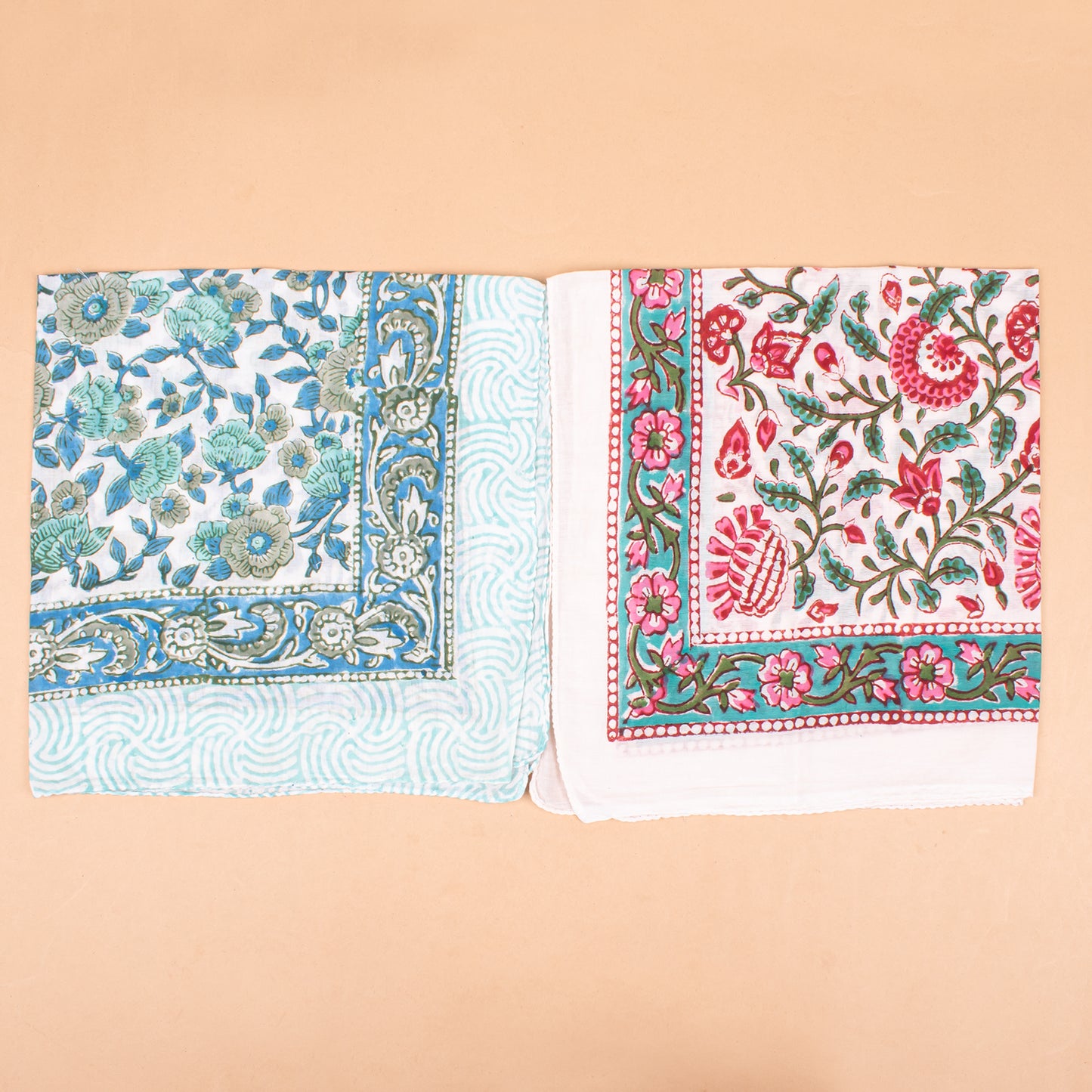 Set of 7 - Bohemian Cotton Bandana, Hand Block Printed Neck Scarf, Organic Hair Wrap, Unisex Accessory, Sustainable Fashion Gift For Men & Women