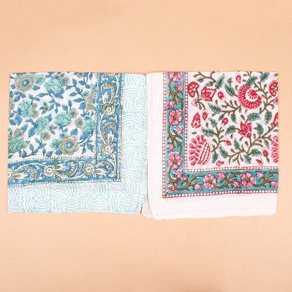 Set of 7 - Bohemian Cotton Bandana, Hand Block Printed Neck Scarf, Organic Hair Wrap, Unisex Accessory, Sustainable Fashion Gift For Men & Women