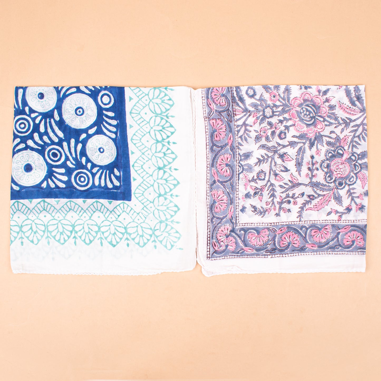 Set of 7 - Bohemian Cotton Bandana, Hand Block Printed Neck Scarf, Organic Hair Wrap, Unisex Accessory, Sustainable Fashion Gift For Men & Women