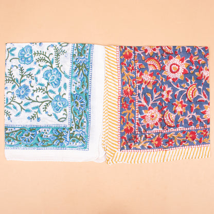 Set of 7 - Artisan Block Print Cotton Bandana, Paisley Boho Scarf, Organic Hair Or Neck Wrap, Handmade Lightweight Accessory, Thoughtful Eco Gift