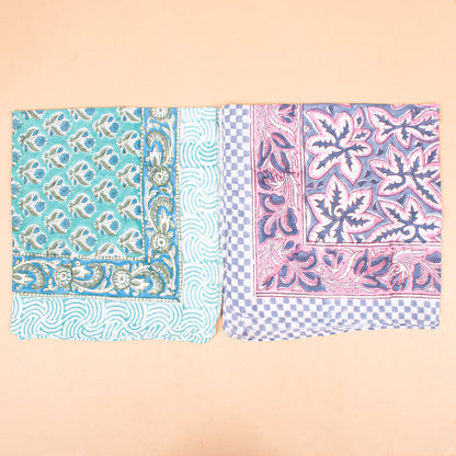 Set of 7 - Artisan Block Print Cotton Bandana, Paisley Boho Scarf, Organic Hair Or Neck Wrap, Handmade Lightweight Accessory, Thoughtful Eco Gift